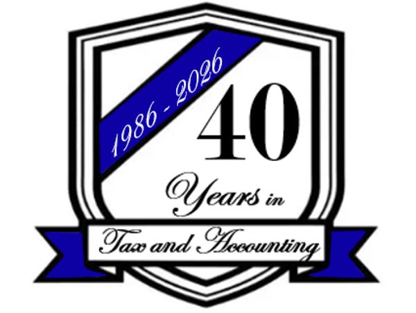 Logo celebrating 40 years in tax and accounting from 1986 to 2026.