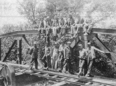 Building the Tenth Street bridge over the Wakarusa River in the 1920s in Eudora