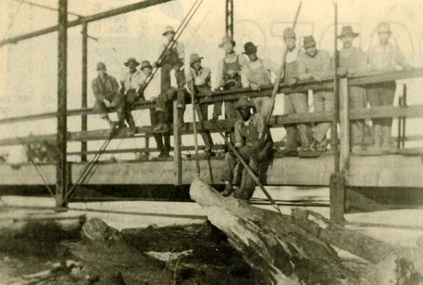Log jams at Eudora bridge
