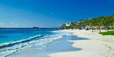 Dawn Beach Club on Dawn Beach overlooking St. Barth's and the Caribbean