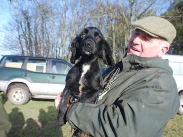 Shooting man Bill Telford and Gamekeepers Cocker Spaniel
