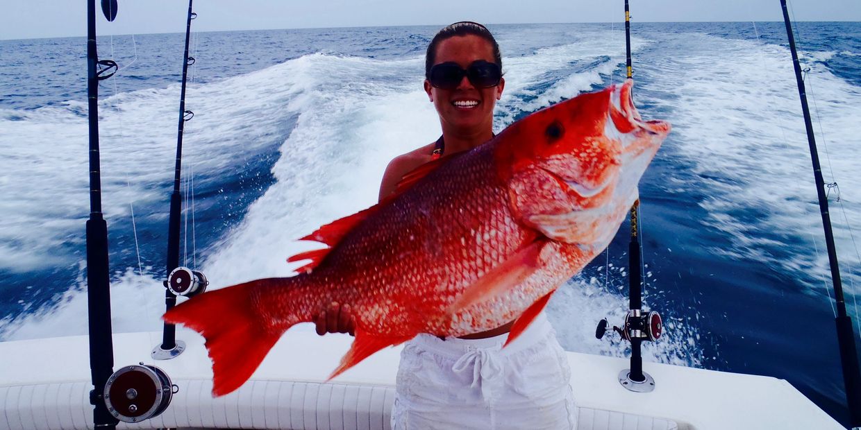 Nice red snapper caught on the Miss Ginger out of Orange Beach Al while deep sea fishing