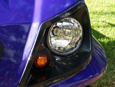 Detail shot of golf cart headlight