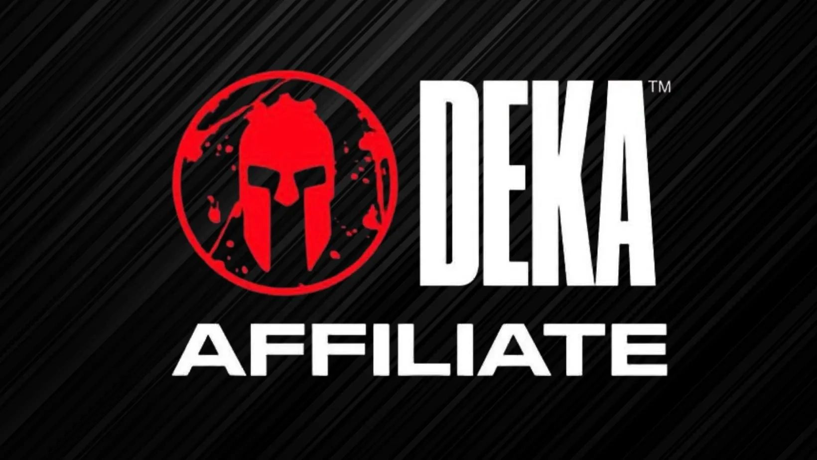 DEKA Affiliate logo with Spartan helmet symbol on black background.