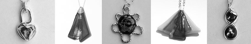 Silver and glass necklaces.