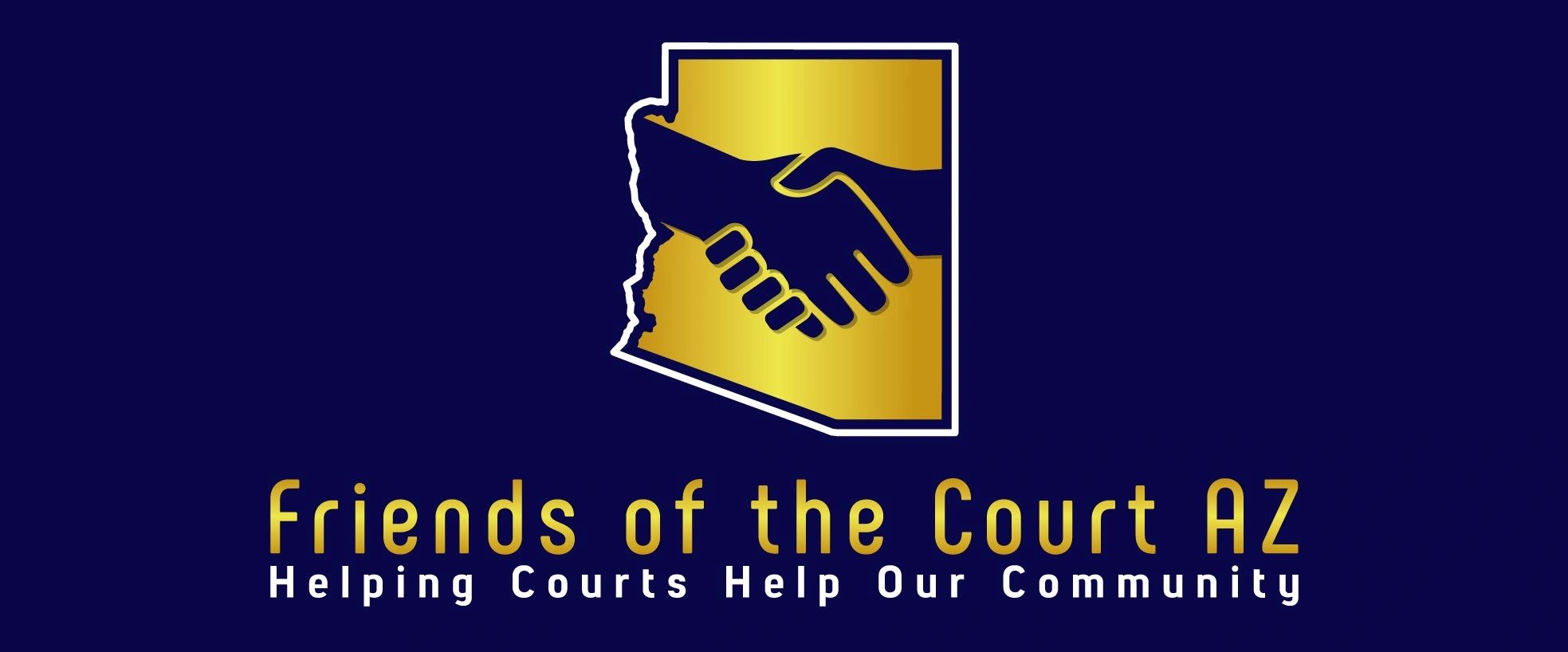 Logo of Friends of the Court AZ with handshake inside Arizona map.
