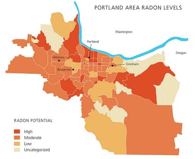 Radon Map, West Linn, Top Notch Home Inspection, inspectorspdx, Portland Property House Inspectors