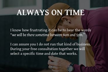 Message about punctuality and scheduled consultations for reliability.