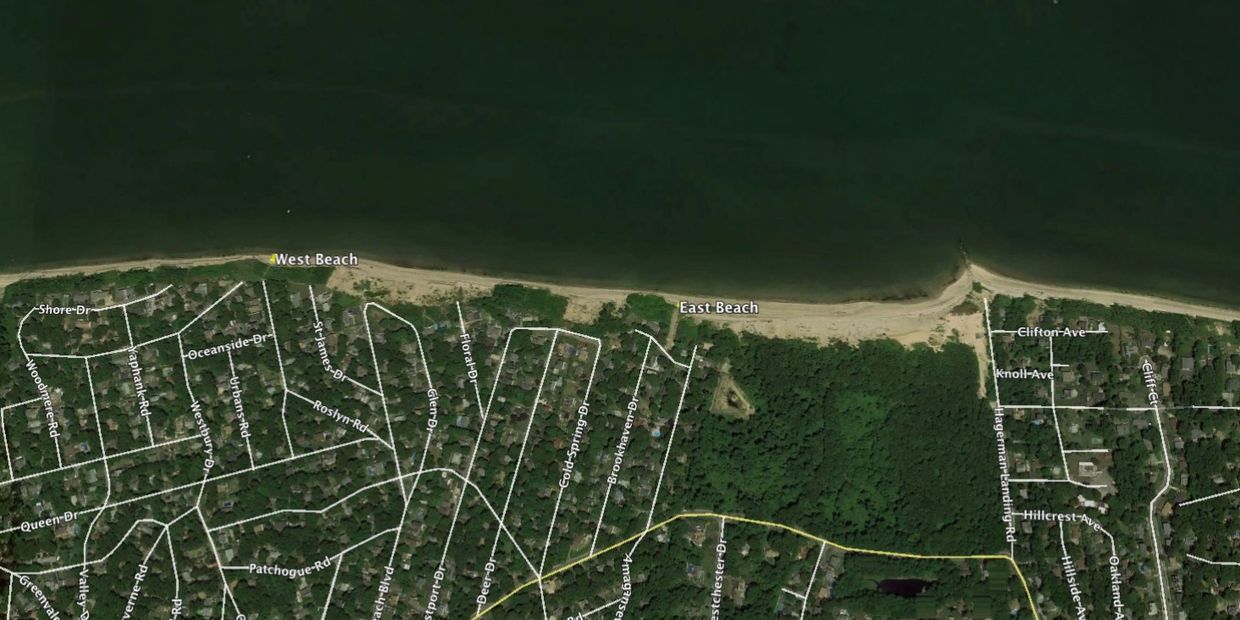 Google Earth view of Sound Beach coastline