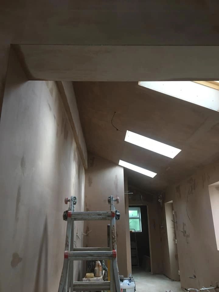 recently plastered extension in loughborough