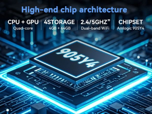 High-end chip architecture with 905Y4 chipset and quad-core CPU + GPU.