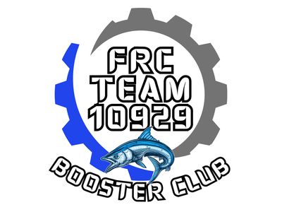 Logo of FRC Team 10929 Booster Club with gear and fish design.