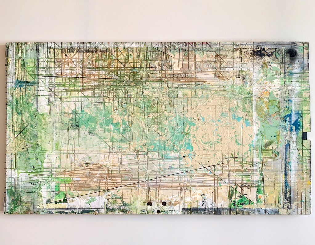 „The door“
Mixed media on a old GDR door, 2019 
1680 x 940 x 40
Before serving as a base for carpe