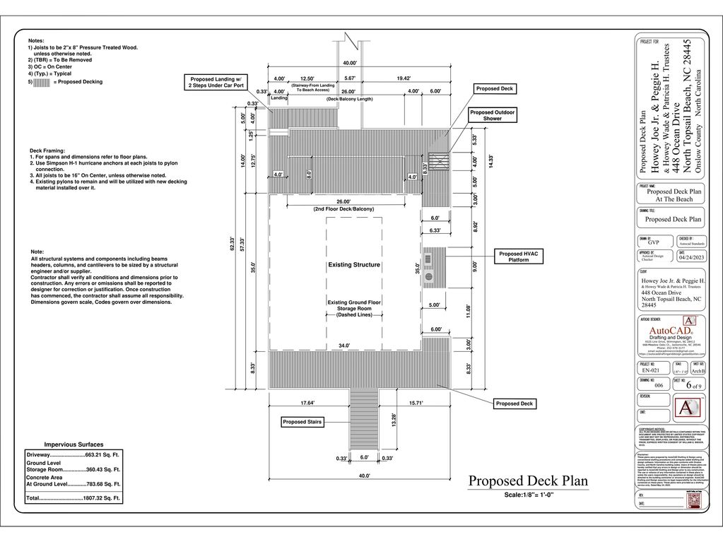 Proposed Deck plan view.