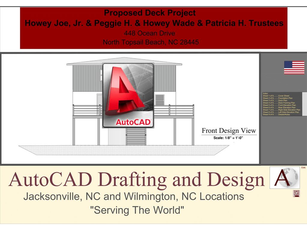 Cover Sheet for the Proposed Deck Project for clients Howey Joe, Jr. and Patricia Wade.