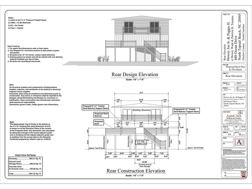Rear Construction and Design Elevations.