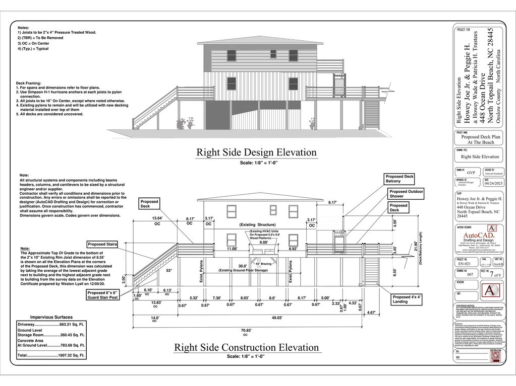 Right Side Construction and Design Elevations.