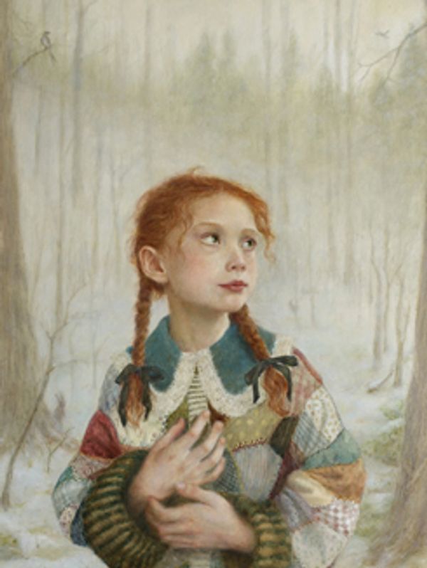 Artwork of a of a girl with red braided hair wearing a sweater