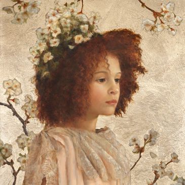 Artwork of a woman wearing a flower crown