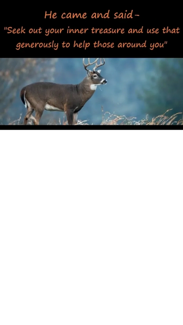 A deer stands in a field with a motivational quote above it about generosity.