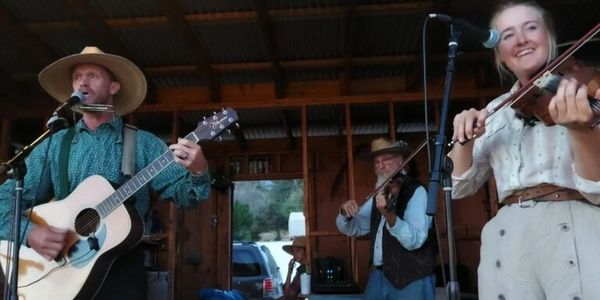 The Riley Mountain Men and Woman band, sharing the songs that the Pioneers used to muse to.