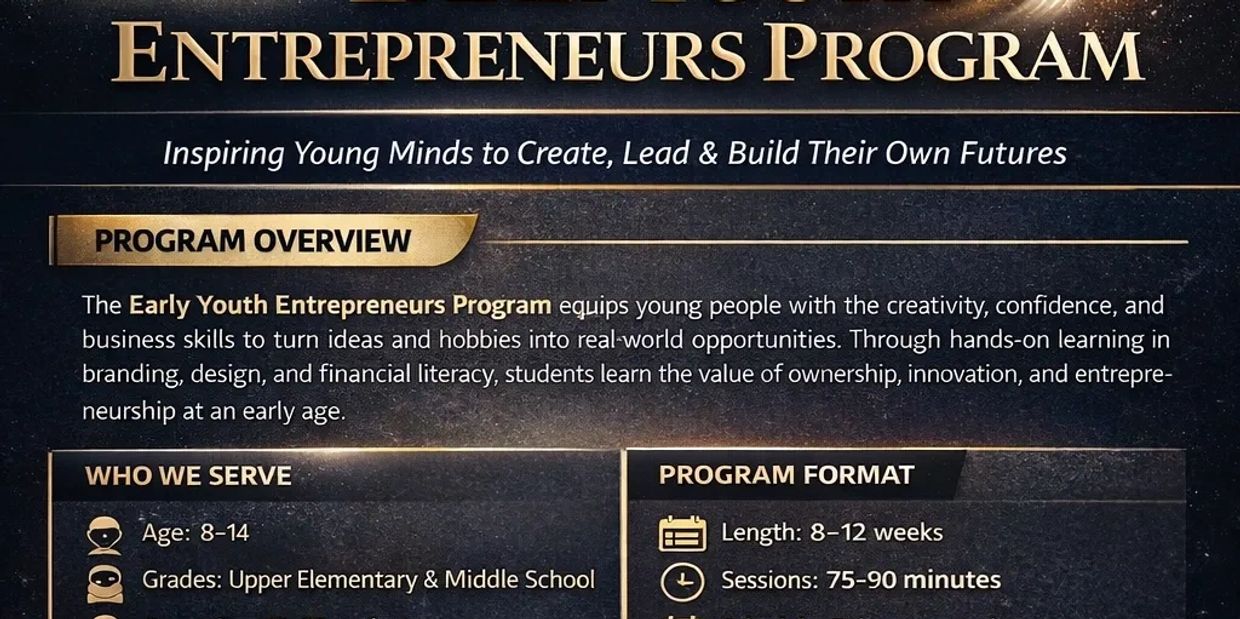 we also offer an early youth entrepreneurs' program turning hobbies in business ideas