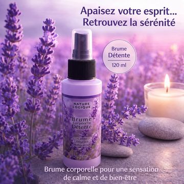 Brume détente à la lavande pour relaxer l'esprit.