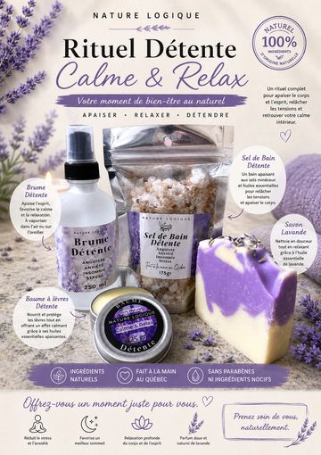 Rituel Détente Calme & Relax natural wellness products with lavender.
