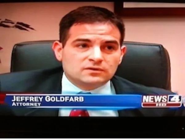 Criminal Defense Lawyer Jeff Goldfarb talks to the media about a case.