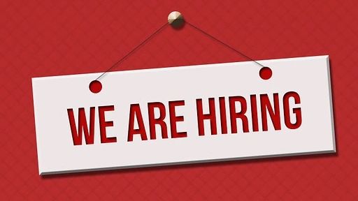 we a hiring sign red background