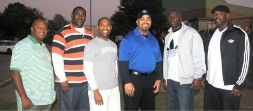 Pictured from left to right: Jeffrey Hatcher, Cornelius Gibson, Chris Jones, James Waltower, Chris A