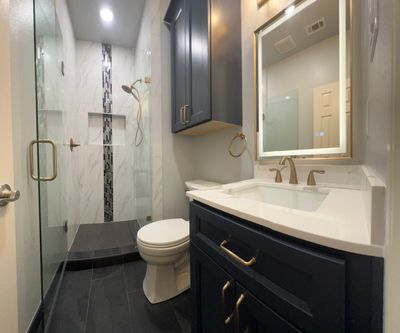Completed bathroom remodel in Dallas tx