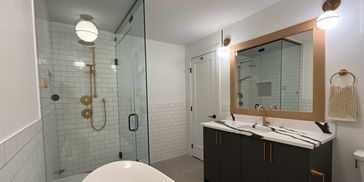 Custom designed ensuite with steam shower