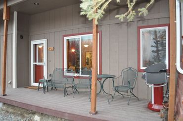 A patio with seating arrangement