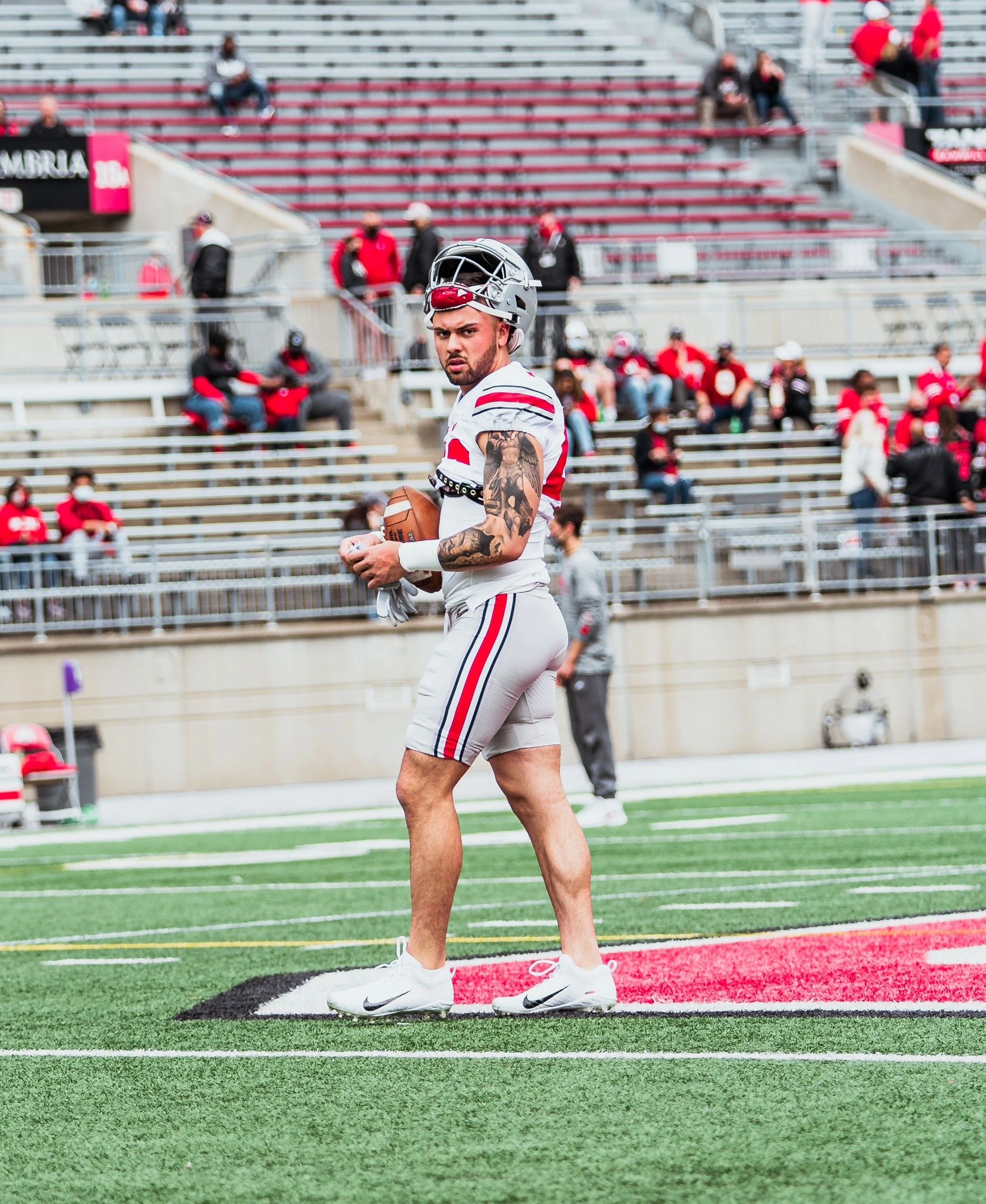 Roen McCullough on the field in an Ohio State football uniform