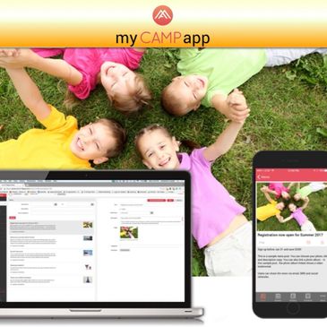 sample screenshot of mycampapp admin portal and camp mobile app