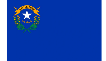 Nevada state flag with blue background, white star, and floral wreath.