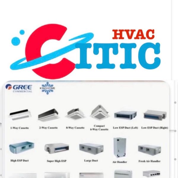 Catalog of various HVAC ducts and cassette units from Gree Commercial.