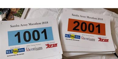 Bibs for races with RFID chips attached