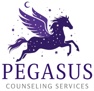 Logo of Pegasus Counseling Services with a winged horse.