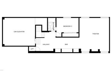 Residential floor plan layout for a single-family home, showcasing one bedroom, one bathroom.