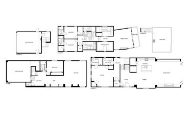 Residential floor plan layout for a single-family home, showcasing all floors.