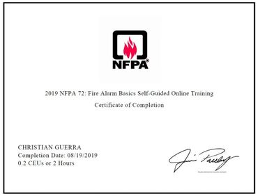 Certificados en NORMA NFPA 72