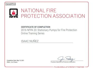 Certificados en NORMA NFPA 20
