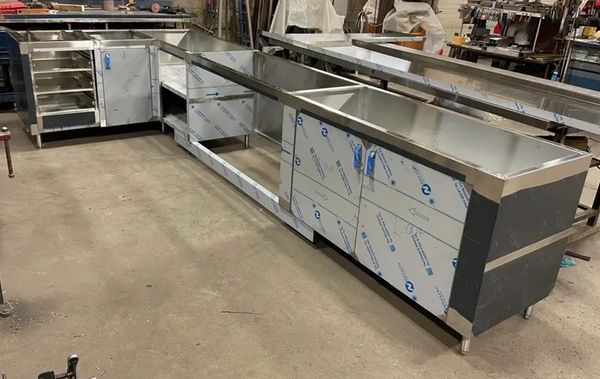 Stainless Steel L-Shaped Prep Counter -American Showcase & Equipment