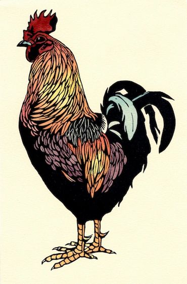 Rooster by Leslie Evans of Sea Dog Press