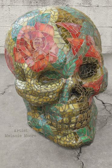 Mosaic skull art.