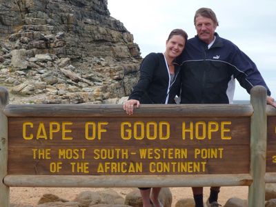 Jesper Jensen and his daughter Belinda Willemer at the Cape of Good Hope, South Africa in 2011