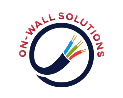 Logo with cables and 'ON-WALL SOLUTIONS' text in a circle.