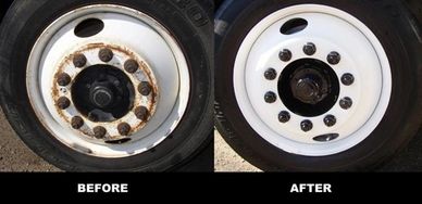 TMP Transport Maintenance Products, Truck wheel maintenance, before and after